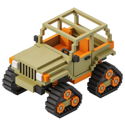 Pixel Art Tracked Cargo Vehicle Icon | Voxel Military Crawler