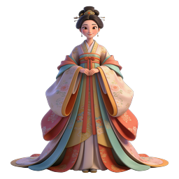 Icône de personnage princesse asiatique traditionnelle 3D