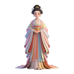 Traditional Asian Woman in Colorful Hanfu Dress Icon