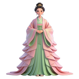Icône de femme chinoise traditionnelle en hanfu rose 3D