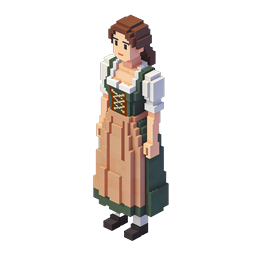 Traditional Bavarian Dirndl Woman Voxel Icon