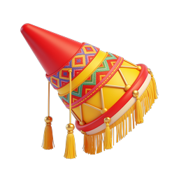 Traditional Festive Drum Icon - 3D Rendered Musical Instrument