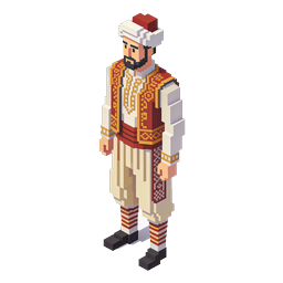 Traditional Ethnic Man Isometric Pixel Art Icon