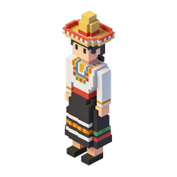 Traditional Folk Character Voxel Icon - Cultural Heritage Design