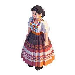 Traditional Folk Dancer Voxel Icon - Cultural 3D Art