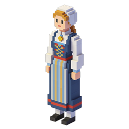 Traditional Folk Woman Voxel Character Icon