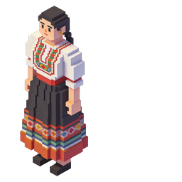 Traditional Folk Woman Voxel 3D Icon - Cultural Heritage