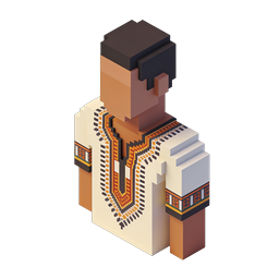 Traditional Man Isometric Voxel Icon - Cultural Character