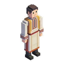 Traditional Ukrainian Man Voxel Icon | 3D Folk Costume