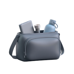 Travel Bag with Essentials Icon - 3D Realistic Design