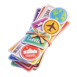 Travel Cards Bundle 3D Icon for Tourism Apps