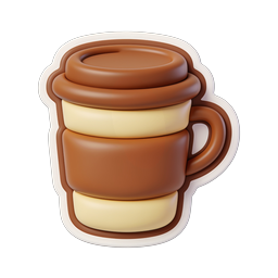 Travel Coffee Mug Icon - 3D Clay Style Drinkware