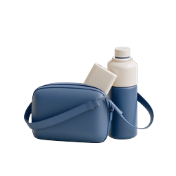 Travel Essentials Bag and Bottle 3D Icon