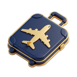 Premium Travel Suitcase with Airplane 3D Icon