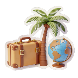 Travel Vacation Icon - Suitcase, Palm Tree & Globe