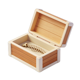 Treasure Chest with Bone | 3D Wooden Box Icon