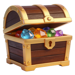 Treasure Chest with Colorful Gems Icon