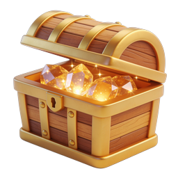 Treasure Chest Icon - 3D Gold & Crystal Reward