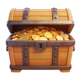 Treasure Chest Gold Coins Icon - 3D Rendered