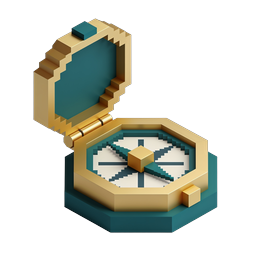 Treasure Compass Box Icon - Isometric 3D Adventure