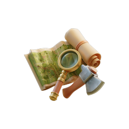 Treasure Map Adventure Icon - Exploration & Quest 3D