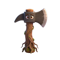 Charming Tree Axe Character 3D Icon for Fantasy Games
