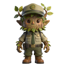Icône 3D personnage garde forestier arbre - gardien de la forêt