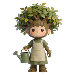 Adorable Tree Spirit Gardener 3D Clay Icon