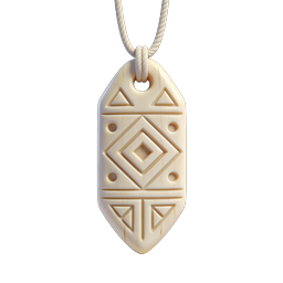 Tribal Amulet Pendant Icon - Carved Bone Geometric Design