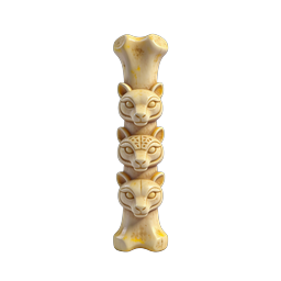 Cột totem bộ lạc bằng xương chạm khắc ba đầu mèo lớn