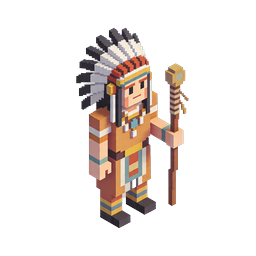 Tribal Chief Voxel Character 3D Icon