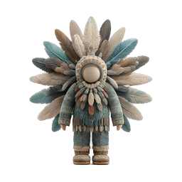 Tribal Feather Figure Icon - Indigenous Cultural Character