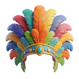 Colorful Tribal Feather Headdress Icon - 3D Clay Style
