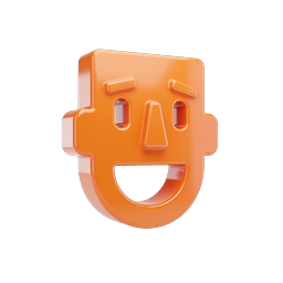 Icône 3D Masque Tribal Orange | Design Visage Tiki Brillant