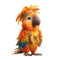 Tribal Parrot Character - 3D Tropical Bird Mascot Icon