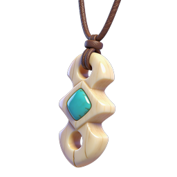 Tribal Bone Pendant with Turquoise Stone | Realistic Icon