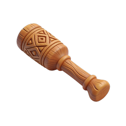 Tribal Percussion Rattle 3D Icon | Wooden Music Instrument