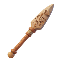 Tribal Spear Icon - Ancient 3D Clay Style Weapon