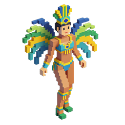 Tribal Voxel Warrior 3D Character Icon