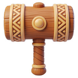 Tribal War Hammer 3D Icon - Norse Fantasy Style