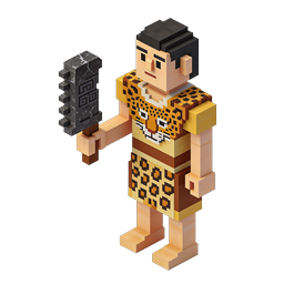 Tribal Warrior 3D Voxel Character Icon | Minecraft Style