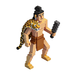 Icono de personaje guerrero tribal Voxel - Arte de bloques 3D