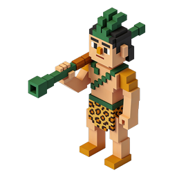 Tribal Warrior Voxel Character 3D Icon - Isometric Block Art