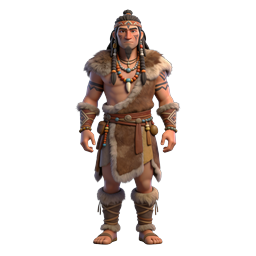 Tribal Warrior Character 3D Render Icon