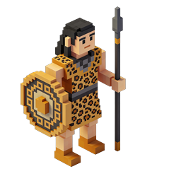 Tribal Warrior with Spear and Shield - 3D Isometric Icon