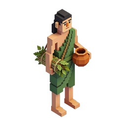 Tribal Woman Isometric Pixel Art Character Icon