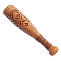 Tribal Wooden Club Icon - 3D Rendered Game Asset
