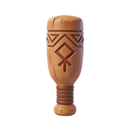 Tribal Wooden Drum Icon - Realistic 3D Percussion