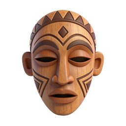 Tribal Wooden Mask Icon | Authentic Cultural Art Design
