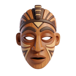 Icona 3D di maschera in legno tribale africana tradizionale